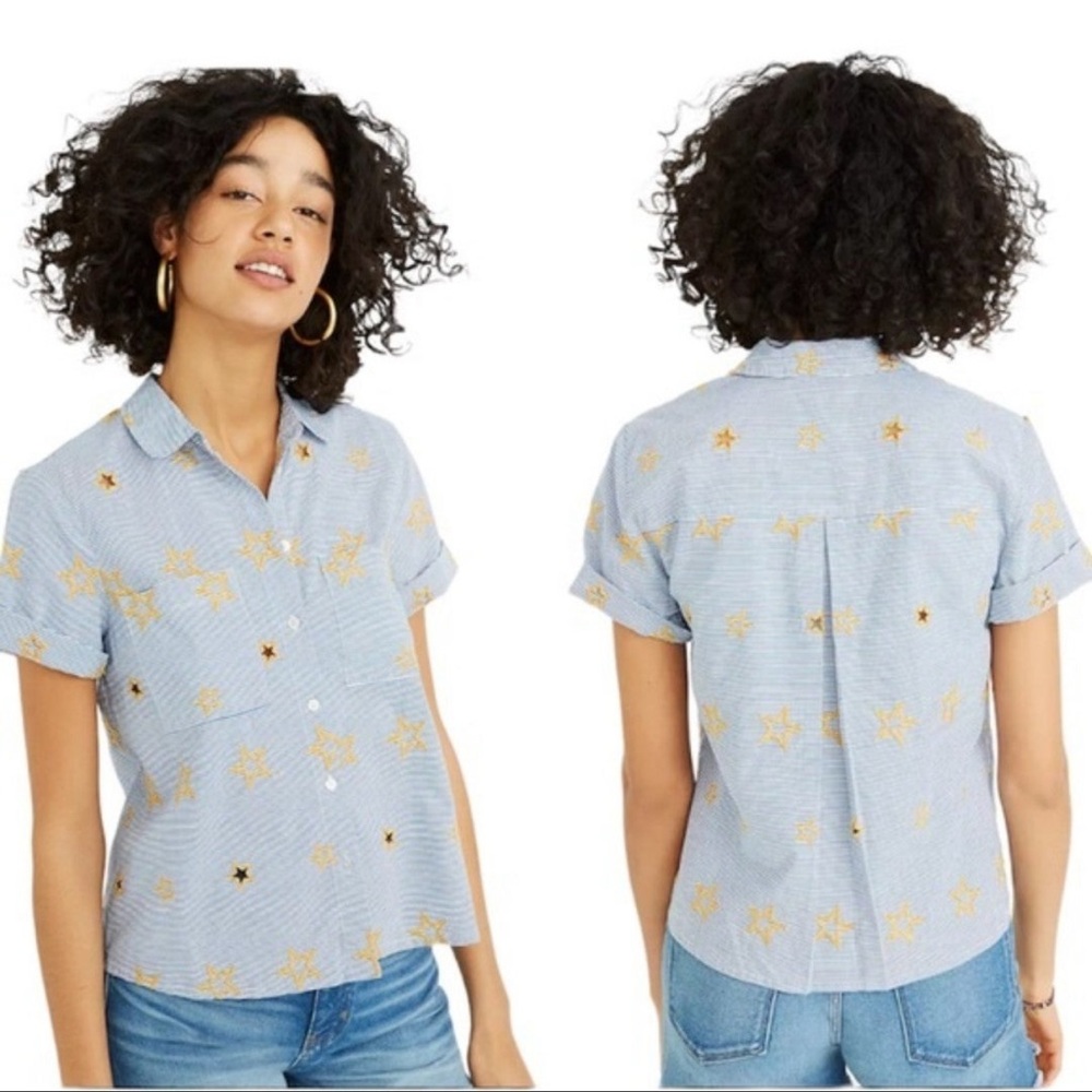 Madewell Star Embroidered Striped Shirt